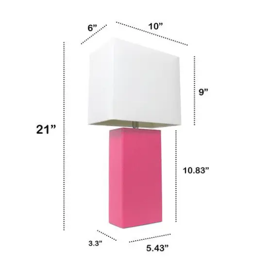 Lalia Home Lexington 21" Leather Home D&eacute;cor Table Lamp Hot Pink {4}