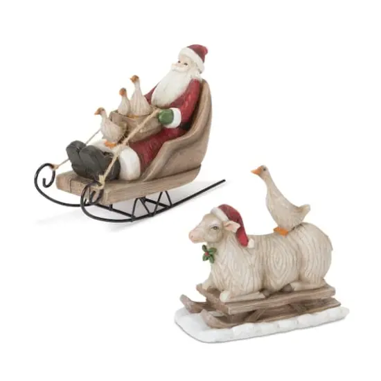 Farmhouse Santa on Sled Figurine Set {1}
