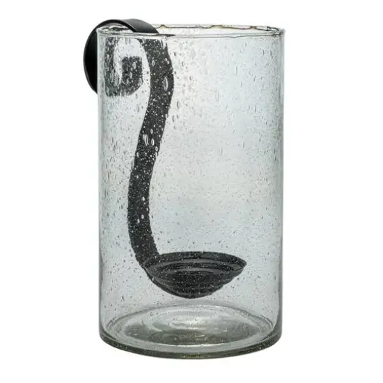 Hello Honey&reg; Clear Reclaimed Hurricane Bubble Glass with Metal Candle Holder {9}