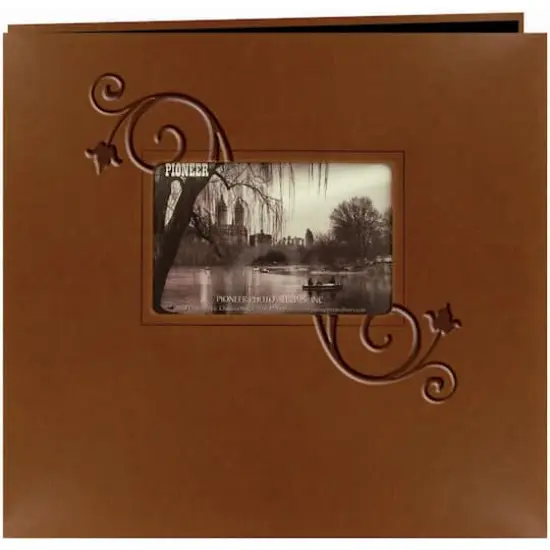 Pioneer&reg; Brown Floral Embossed Leatherette Post Bound Photo Album {1}
