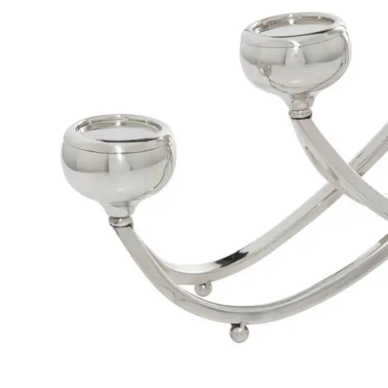 Silver Stainless Steel Candlestick Holders, 15x28x5" {6}