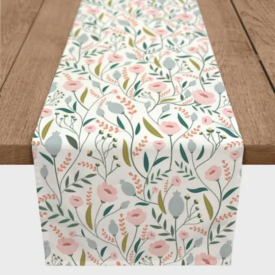 90" Pastel Floral Pattern Poly Twill Table Runner {3}