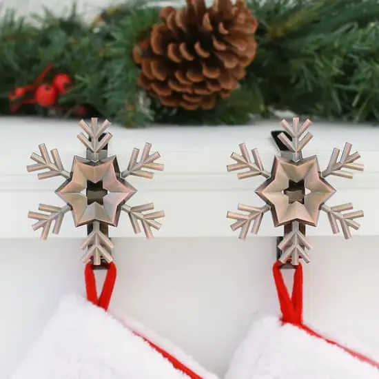Original MantleClip&reg; Oil-Rubbed Bronze Snowflake Icons Stocking Holders, 2ct. {3}