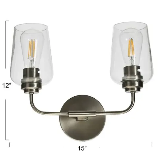 Hello Honey&reg; Robert Stevenson Lighting Holden Metal & Glass 2-Light Vanity Antique Nickel {7}