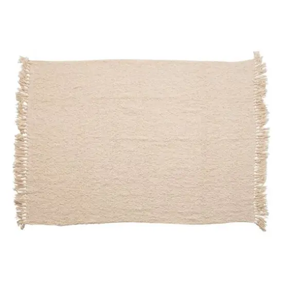 Hello Honey&reg; Cream Cotton Blend Boucl&eacute; Throw with Fringe {1}