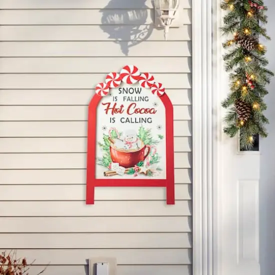Glitzhome&reg; 2ft. Wooden Peppermint Easel Porch D&eacute;cor {5}