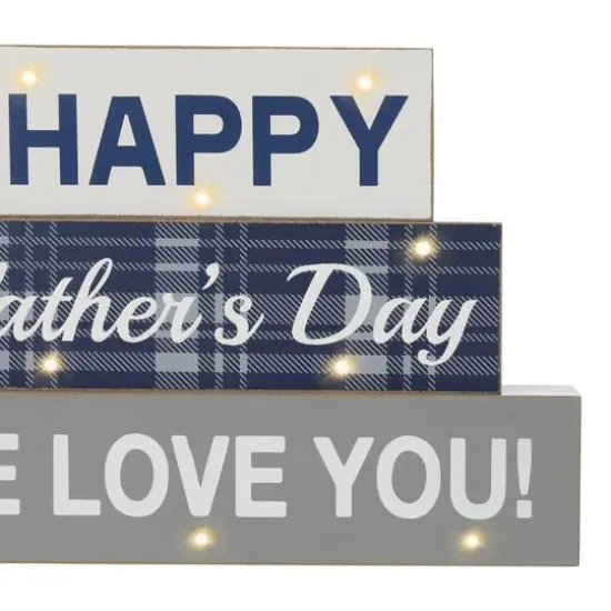 Glitzhome&reg; 12" Lighted Happy Father's Day Block Sign {6}