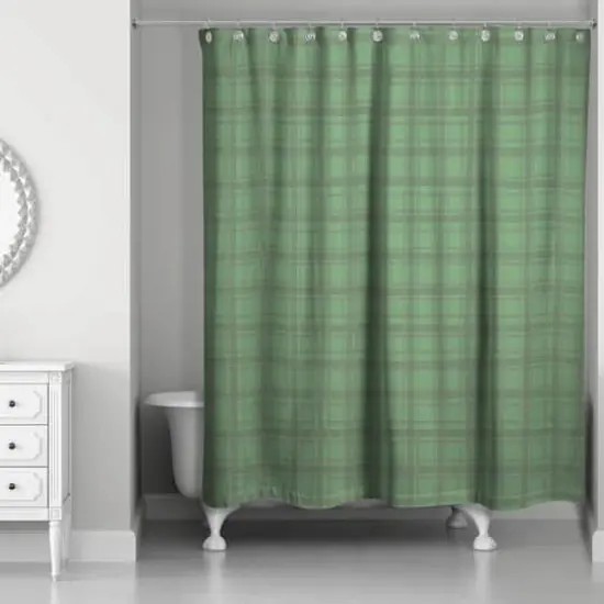 Green Plaid Pattern Shower Curtain {3}