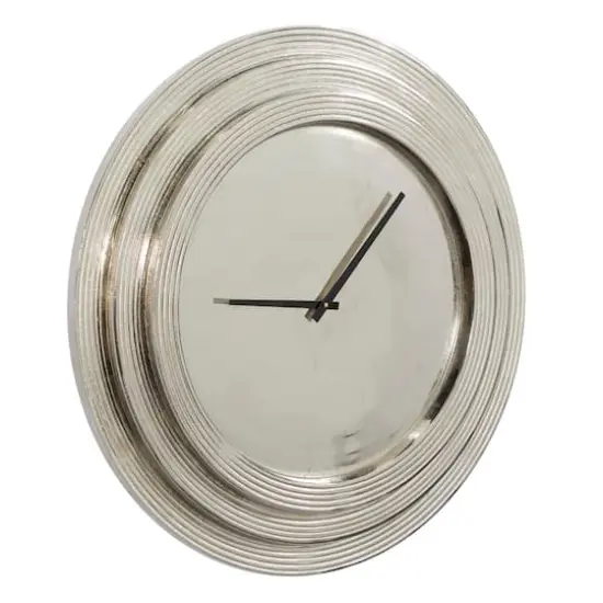 24" Aluminum Coastal Wall Clock Silver {9}