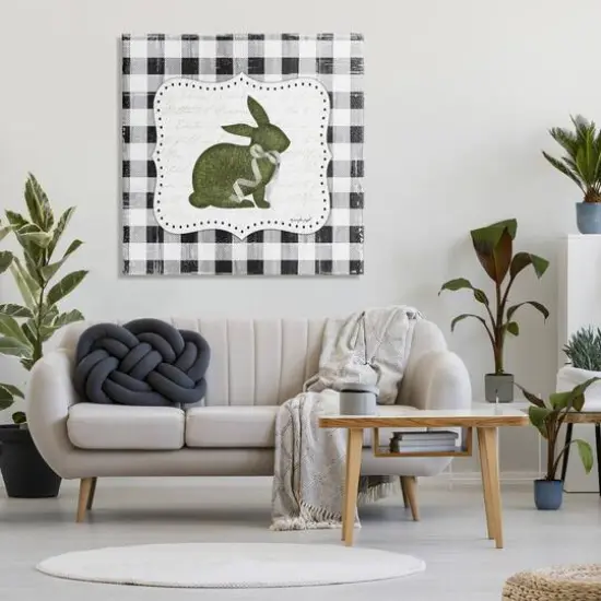 Stupell Industries Festive Easter Bunny Ribbon Spring Plaid Pattern Canvas Wall Art {3}