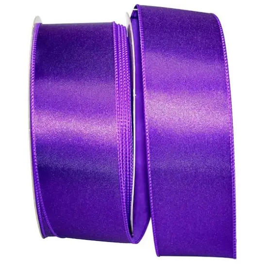 JAM Paper 2.5" x 50yd. Wired Satin Ribbon Purple {1}
