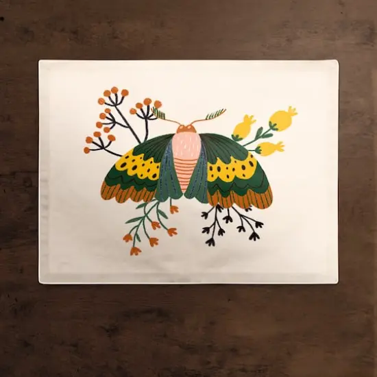 Floral Moth 18" x 14" Cotton Twill Placemat {3}