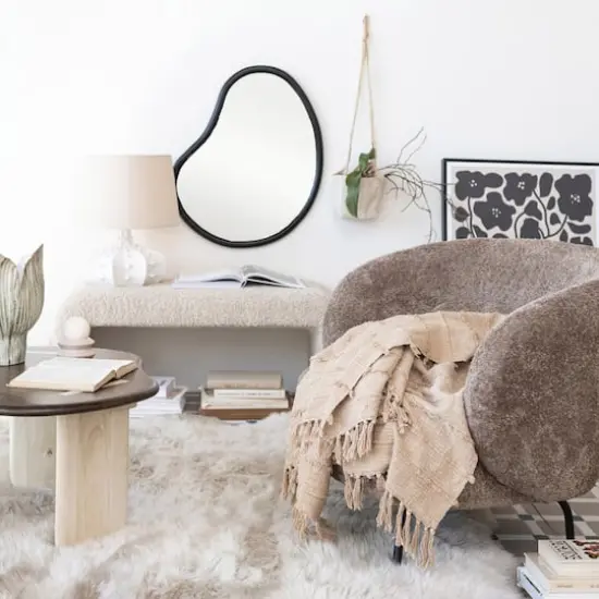 Hello Honey&reg; 27" Black Oblong Mango Wood Framed Wall Mirror {3}