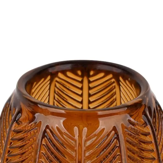 5" Vintage-Style Leaf-Textured Glass Candle Holder by Ashland&reg; Amber {5}