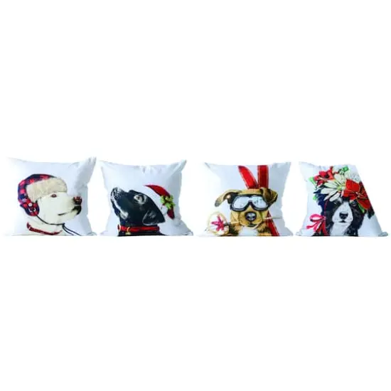 Hello Honey&reg; 18" Christmas Dog Cotton Accent Pillow Set {1}