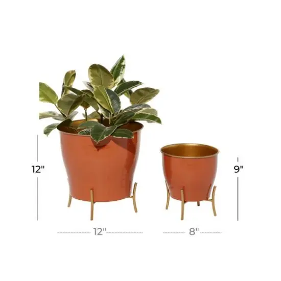 Orange Metal Farmhouse Planter Set, 9" & 12" {6}