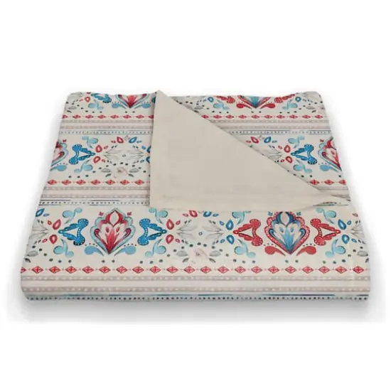 Patriotic Watercolor Paisley Pattern Coral Fleece Blanket {3}