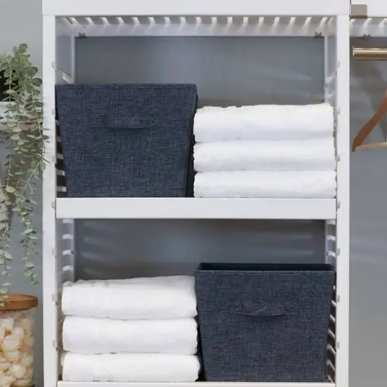 Household Essentials 14" Denim Blue Tapered Fabric Hard-Sided Storage Bin, 2ct. {3}