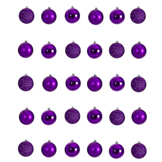 30ct. 2.5" Purple Shatterproof Christmas Ornaments {1}
