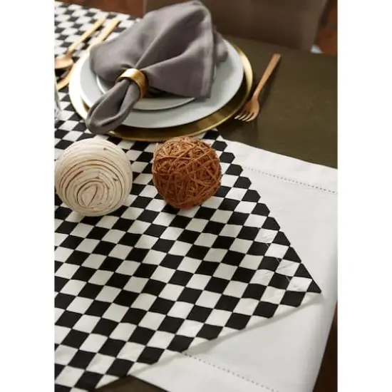 Black and Cream Harlequin Print Table Topper 40" x 40" {6}
