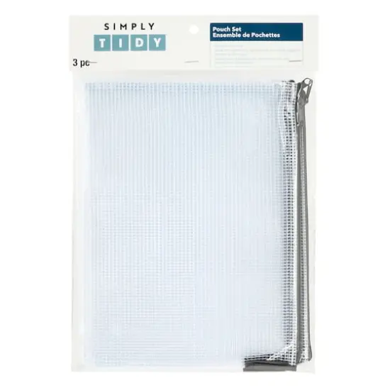 10" Gray Mesh Accessory Zipper Pouches by Simply Tidy&reg;, 3ct. {3}