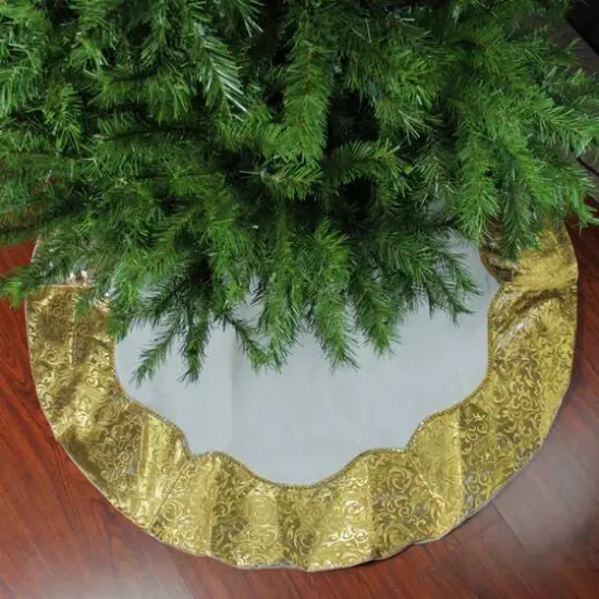 48" Metallic Gold Flourish Tree Skirt {4}