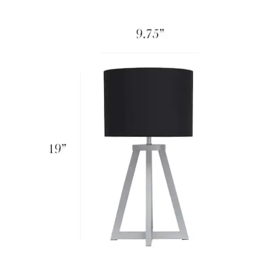 Simple Designs 19" Interlocked Triangular Natural Wood Table Lamp with Black Shade Gray and Black {4}