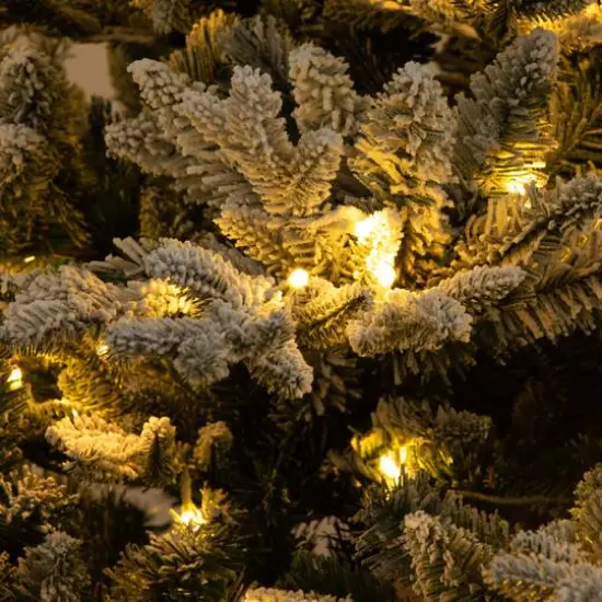 7ft. Pre-Lit Flocked Fir Artificial Christmas Tree, Warm White LED Lights  {6}