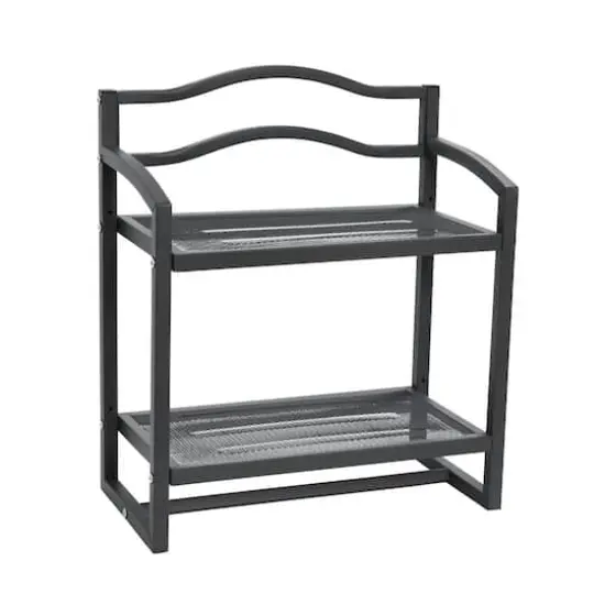 Household Essentials 2-Tier Metal Wall Mount Bathroom Shelf Gray {1}