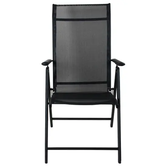 Black Steel & Mesh Foldable Reclining Patio Arm Chair {3}