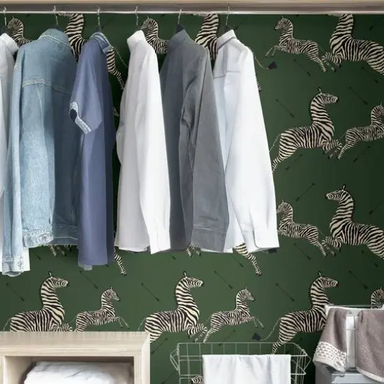 Scalamandre Serengeti Green Zebra Safari Peel & Stick Wallpaper  {6}