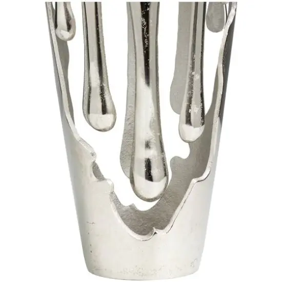 15" Silver Aluminum Melting Drip Vase {4}