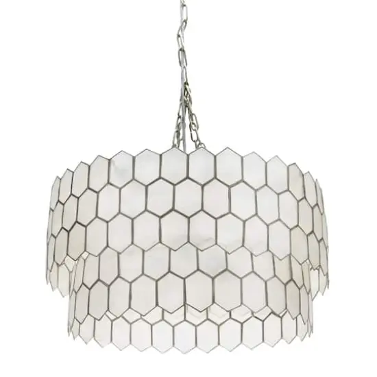 Hello Honey&reg; Capiz 2-Tier Honeycomb Chandelier Matte Silver {1}