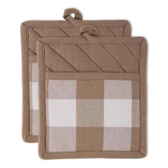 DII&reg; Buffalo Check Potholders, 2ct. Navy {2}