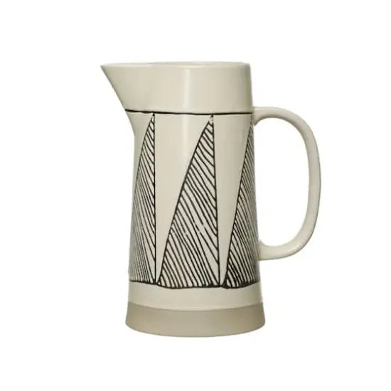 Hello Honey&reg; 9" Embossed Modern Black & White Stoneware Water Pitcher {1}