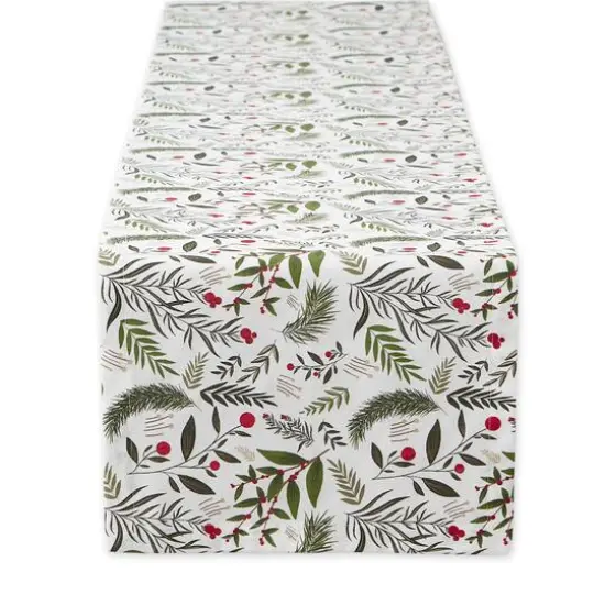 DII&reg; 108" Holiday Sprigs Printed Table Runner {1}