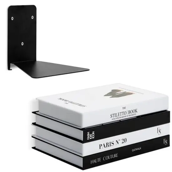 Sorbus Floating Bookshelves, 2ct. Black {1}