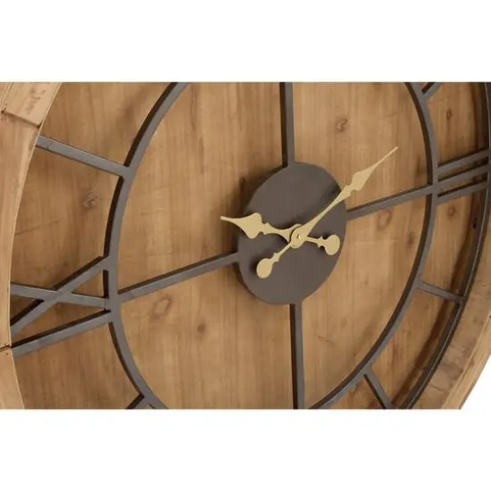 40" Brown Wood Mediterranean Wall Clock {3}
