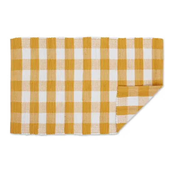 DII&reg; Buffalo Check Rag Rug, 26" x 40" Honey Gold and White {6}