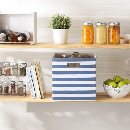 DII&reg; Striped Square Storage Cube French Blue {6}