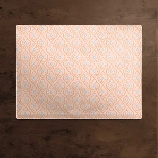 Quatre Cotton Twill Placemat Orange on Pink {3}