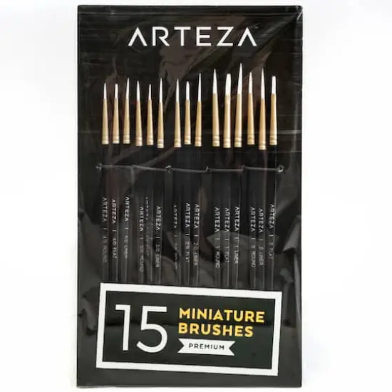 Arteza&reg; 15 Piece Handmade Taklon Miniature Detail Brush Set {1}
