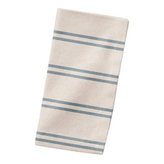 Double Stripe Cotton Twill Napkin Blue/Blush {3}