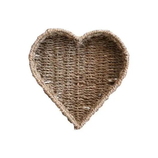 Hello Honey® 9.5" Natural Heart Shaped Hand Woven Seagrass Basket {1}