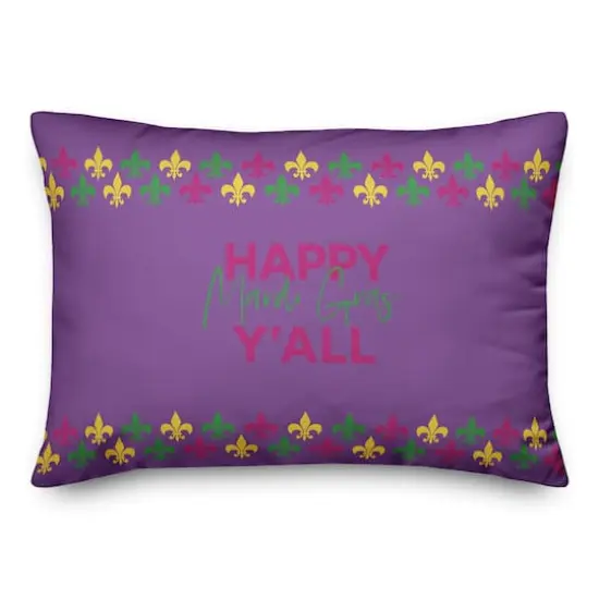 Happy Mardi Gras Throw Pillow {1}