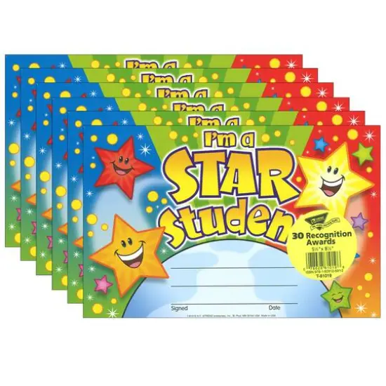 Trend Enterprises&reg; I'm a Star Student Recognition Awards, 6 Packs of 30 {1}