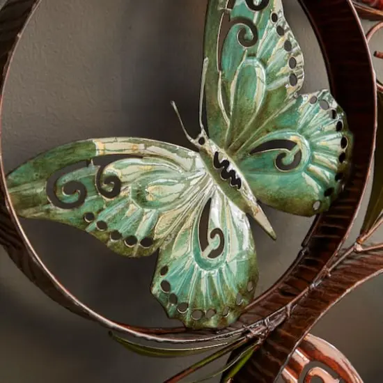 Multi Colored Scrollwork Butterflies Metal Outdoor Wall Accent {3}