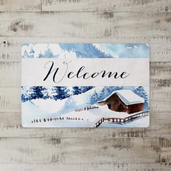 Welcome Snowy Cabin 27x18 Floor Mat {3}