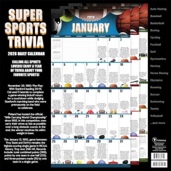 2026 Sports Facts & Trivia Wall Calendar {6}