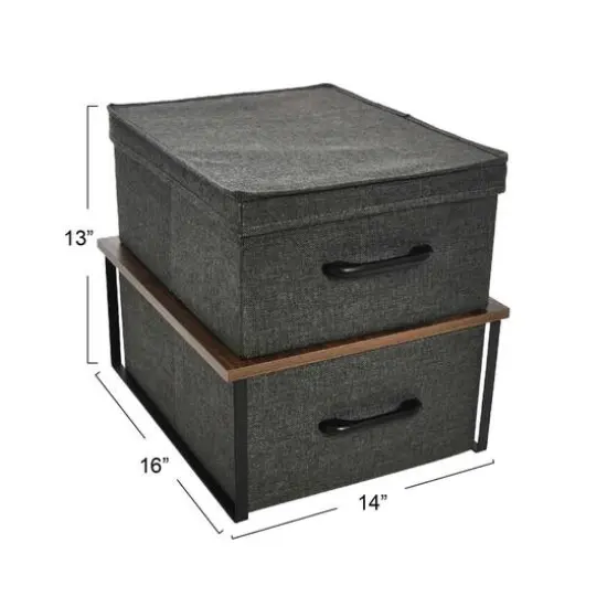 Household Essentials Stacking Storage Boxes Set Gray {6}